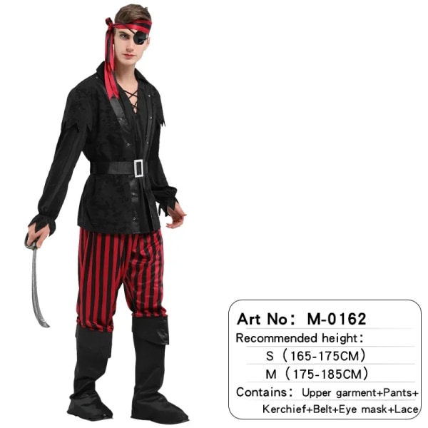 Carnival Pirate Cosplay Kostymer Karibiska pirater med hatt Huvudbonader Julfest Vuxen damklänning Inga vapen M-0162 S