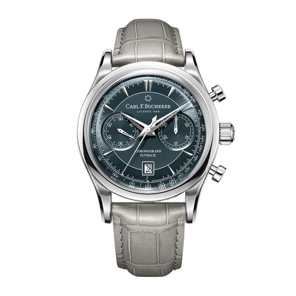 2023 Carl F. Bucherer Watch Marley Dragon Flyback Chronograph Gråblå Urtavla Topp Läderrem Quartz Watch Reloj Hombre 1