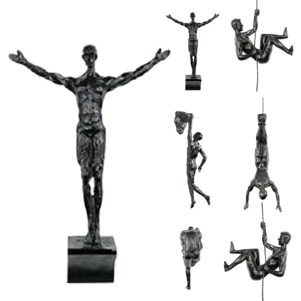 6st Pack Industriell stil Klättring Man Harts Vägghängande Dekoration Skulptur Figurer Kreativ Retro Present Staty Dekoration