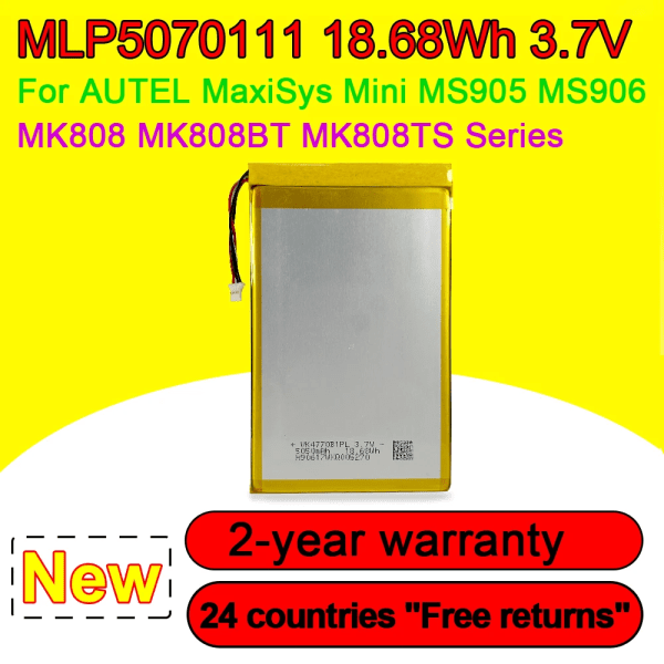 Laptopbatteri 3,7V 18,68Wh 5050mAh MLP5070111 För AUTEL MaxiSys Mini MS905 MS906 MK808 MK808BT MK808TS Ersättningsbatterier i strumpan