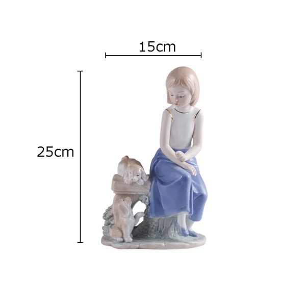 Europeisk Flickfigur Keramikstaty Skrivbordsdekoration Söt Flickporcelainhantverk Målade Figurer Skulptur Modern Heminredning