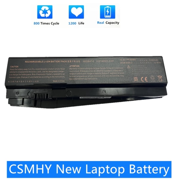 Laptopbatteri CSMHY Ny OEM N850BAT-6 för Clevo N850 N850HC N850HJ N870HC N870HJ1 N870HK1 N850HJ1 N850HK1 N850HN
