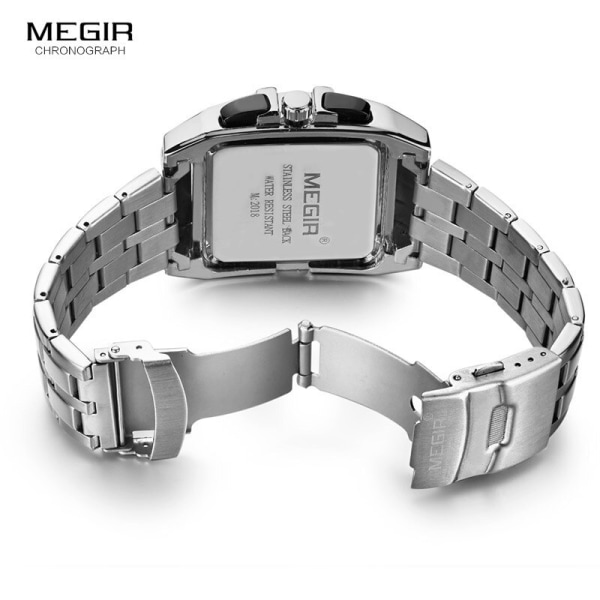 MEGIR Mode Herrklockor Toppmärke Lyx Quartz Watch Herr Stål Date Vattentät Watch Relogio Masculino MS2018G-1