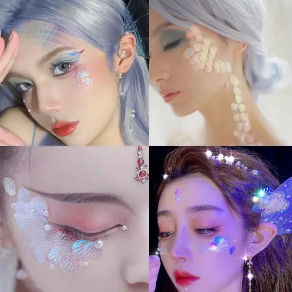 Ögonmakeup Paljetter Glitter Powder Ansikte Glänsande Cosplay Sjöjungfru Ansiktsdekoration Kvinnor Bröllopsfest Maskerad Regnbågspaljetter 9 One Size