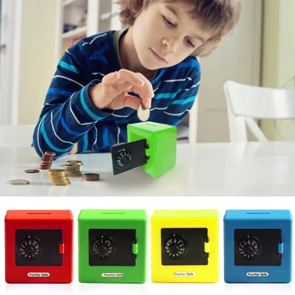 Mini Spargris Lådor Kombinationslås Pengar Mynt Spara Sedel Kontanter Spargris Säkerhetsbox Case Presenter till barn Jul blue