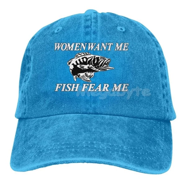 Baseballkeps med tryck \"Women Want Me Fish Fear Me\" - Unisex för vuxna fish 6