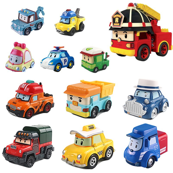 26 Stil Silverlit Robocar Korea Barnleksaker Robot Poli Roy Haley Anime Metall Action Figur Tecknad Leksaksbil För Barn Bästa presenten 50pcs Stickers