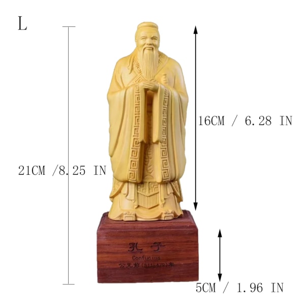 Trä Confucius vintage figur staty modern konst gravyr Hem studie litterära dekorationer presentsamling 15-21cm
