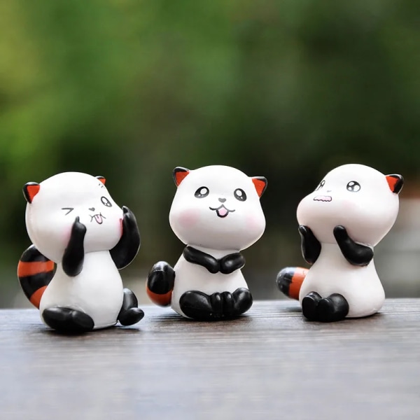 Tecknad kanin Djurfigurer Ekorre Panda Katt Fe Trädgård Miniatyrleksak Presenthantverk Pingvin Terrarium Husdjur Heminredning Staty