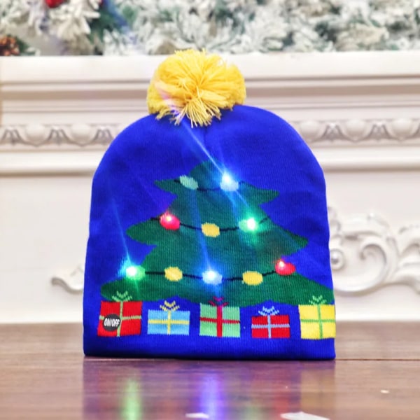 LED julstickad mössa Light Up Xmas cap unisex vintermössa tröja mössa med färgglada lysdioder för jul nyår 20