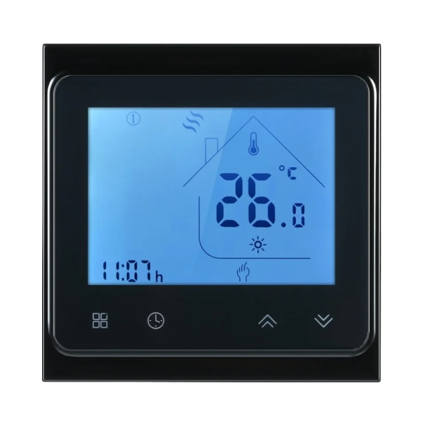 5A vattenuppvärmningstermostat med pekskärm Touch LCD-skärm Veckoprogrammerbar energibesparande temperaturkontroll-svart Black