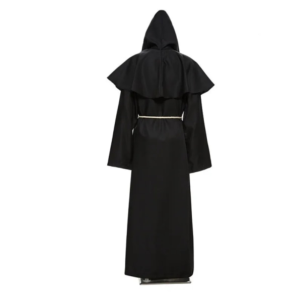 Medeltida munkkyrka Prästdräkt Cosplay för män Häxapräst Hooded Cowl Klänning Sjal Cape Christian Cloak Halloween Outfit Vuxen blue XL