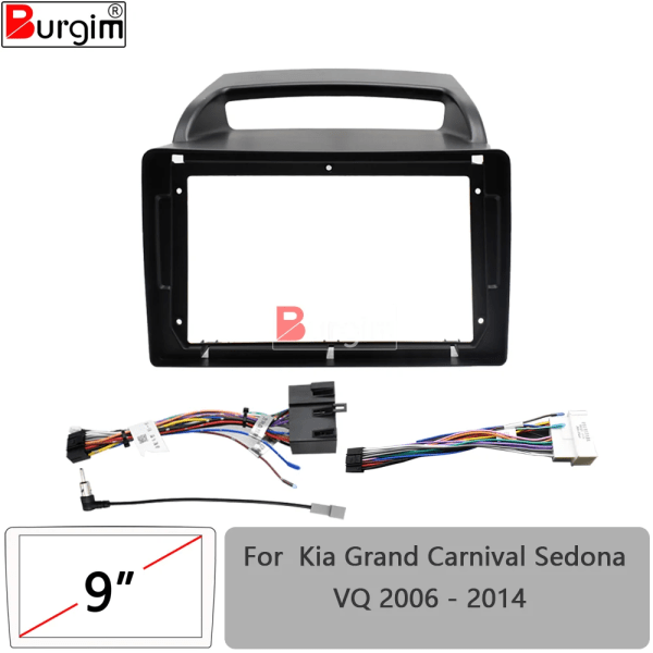 Bilstereoramar Fascia Ram för Kia Grand Carnival Sedona VQ 2006-2014 9 tums Stereo Sele Adapter Ström Kabel Adapter Canbus monteringskit Only cable-A