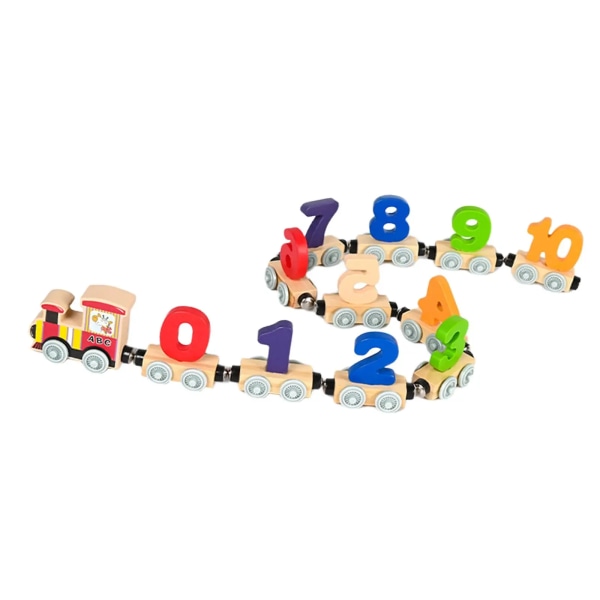 Träleksaksbilar Tidiga pedagogiska leksaker Montessori pedagogiska leksaker med lok Slitstarkt trä set för spel utomhus 27 sections Alphabet