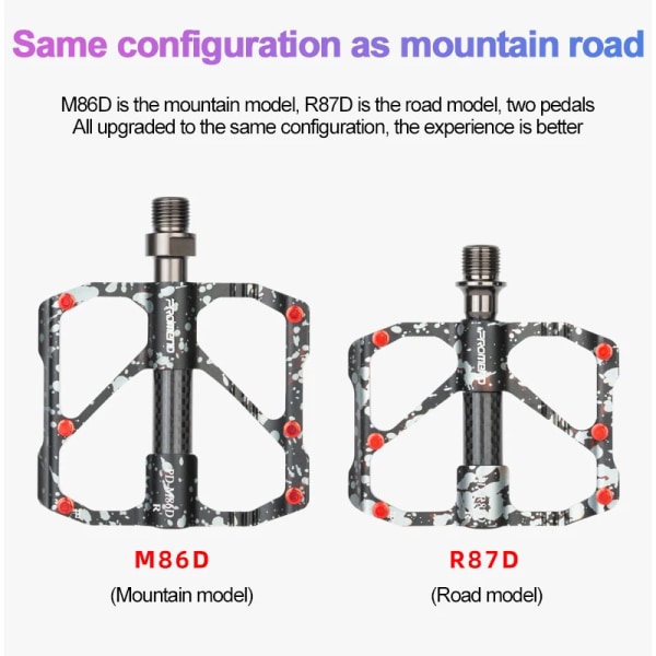 Cykelpedaler med 3 lager för landsvägscykel med kolfiberaxelrör Ultralätta Mtb-pedaler Hållbar cykelpedal Cykeltillbehör MTB Black 1pair