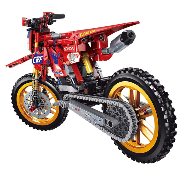 1:8 Teknisk högteknologisk motorcykel motocross CRF-modell Byggstenar terrängbil MOTO Moc Bricks Presenter gör-det-självleksaker Barn Pojkar 556PCS