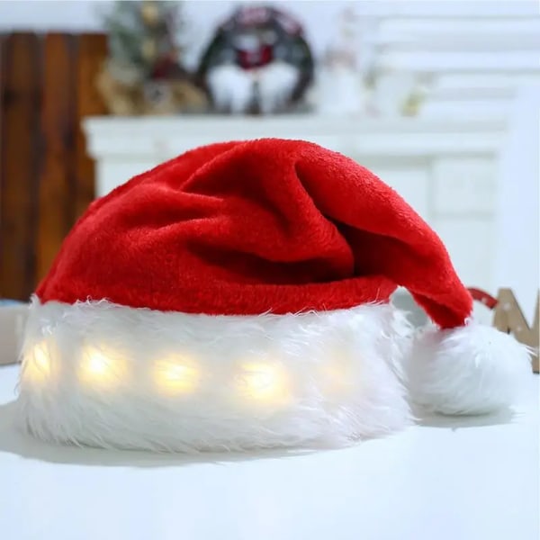 LED julmössa Light Up Xmas cap unisex vintermössa tröja mössa med LED-ljus Festkostymtillbehör för hemmet A