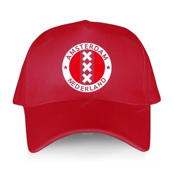 Män utomhus Snapback hattar Pojkvän Cap Amsterdam Design Bomullskepsar red