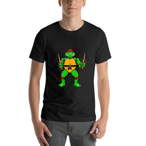 80-talet Raphael Action Figure T-shirt koreansk mode vanlig t-shirt pojkar print skjorta överdimensionerade t-shirts för män Army Green S