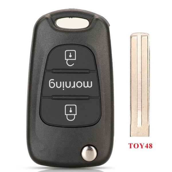 - Biltangentbordsskal för Kia, morgontransponder, 3 oklippta knappar, case, Toyota 40 Hy20r TOY48 key shell