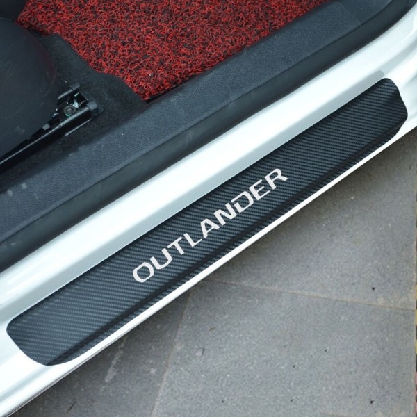 Kolfibervinyldekal för Mitsubishi Outlander, bildörrströskelskydd, tröskelskylt, biltillbehör Argent