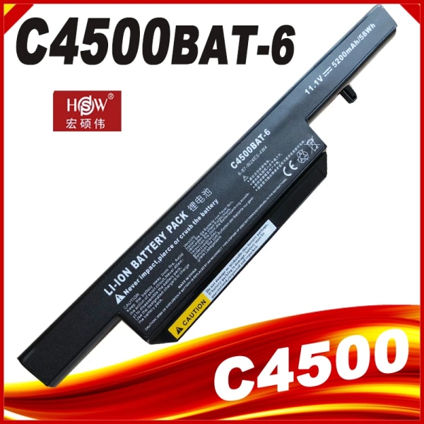 Laptopbatteri för Clevo BAT-B5105M C4100 C4500 C4500BAT-6 C4500Q 5200Mah 6 Cell