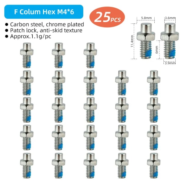 50 st spikar för cykelpedal Antiskidbultar M4 stiftspik för cykelpedaler Cykeltillbehör Valfritt verktyg Type F 25PCS