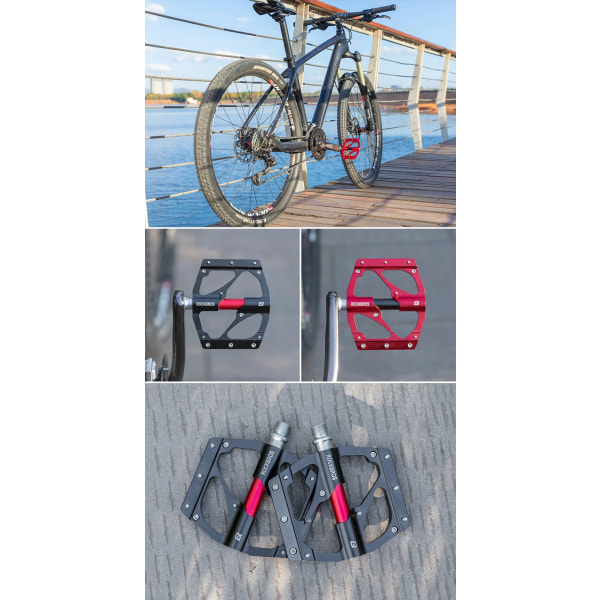 ROCKBROS Cykelpedal Krom Molybdenlegering Stål Axeltätning Lager Aluminiumlegeringskropp Ultralätt BXM MTB Road Bike Pedaler 2020-12BBK