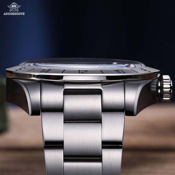 GMT klockor Herr Luxury Quartz Watch 39MM Rostfritt stål Bubble Mirror 200m Vattentät armbandsur för män reloj Black