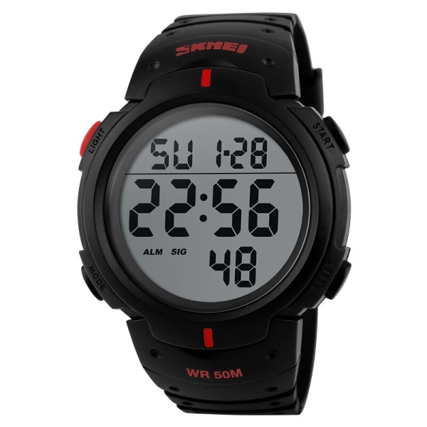 TOP Watch Mode Stor urtavla Sportklockor 50M Vattentät Väckarklocka Digital Herrarmbandsur Relogio Masculino Red