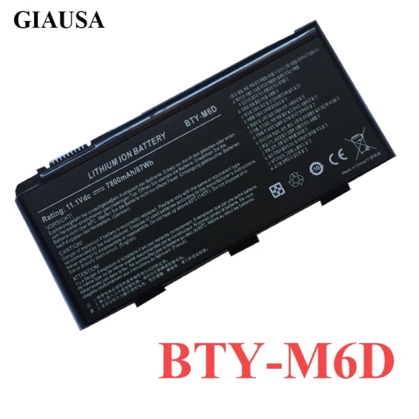 Laptopbatteri Äkta 7800Mah BTY-M6D för MSI GT60 GT70 GX780R GX680 GX780 GT780R GT660R GT663R GX660 GT680R GT783R