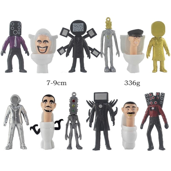 Skibidi Toalett Tv Man Spelfigur Modell Toalett Man VS Ljud- och kameramannen Monitor Man Anime Action & Toy Figures Set D 12pcs