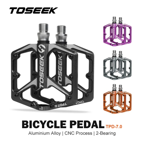 TOSEEK 7.0 Cykelpedal 2 Kullager Cykelpedal Anti-halk fotbräda Lager Snabbkoppling Aluminiumlegering Cykeltillbehör TPD7.0 Black