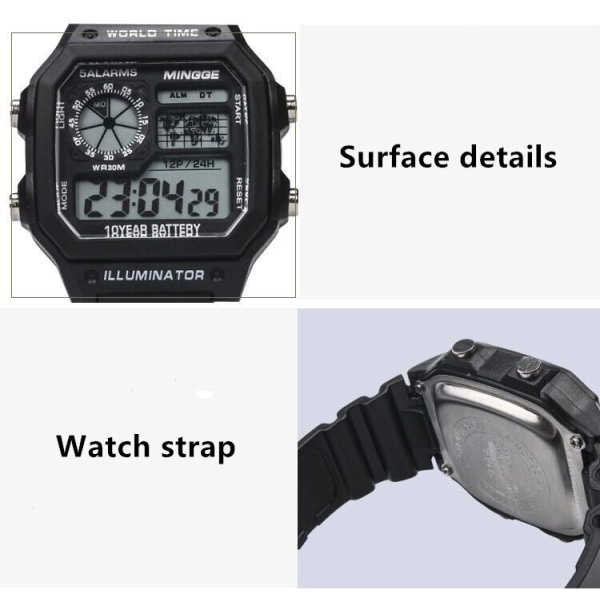 2021 nya militära digitala klockor män Sport Lysande kronograf Vattentäta elektroniska armbandsklockor för män Relogio Masculino 90T-black-men
