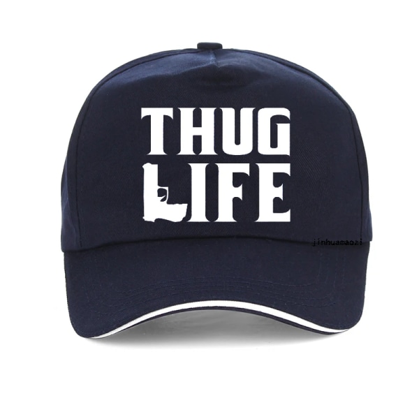 THUG LIFE TUPAC SHAKUR SAKUR 2PAC Album Herr Rockband Hip Hop keps Modetryck Navy Blue