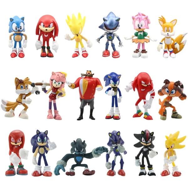 Ny hel set Sonic Tails Werehog Actionfigurer Blue Shadow Doll Tecknade figurer Samlardockor Barn Hedgehog Toy