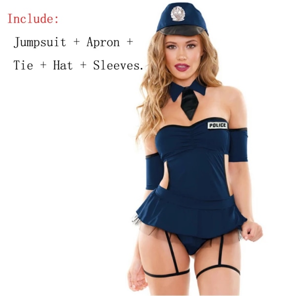 Par Sexig Polis Polis Erotisk Underkläder Dräkt Officer Uniform Klubbkläder Bar Cosplay Karneval Halloween Festklänning 2030B One Size