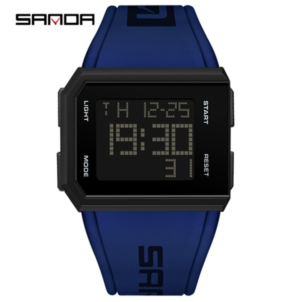 SANDA 9003 New Fashion herrklockor 50M vattentät watch för män LED Elektroniska digitala armbandsur Relogio Masculino BLACK BLUE