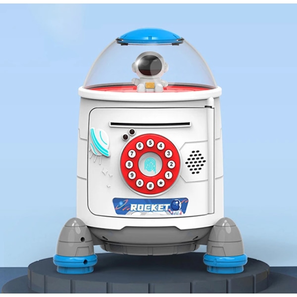 Elektrisk spargrisraket Automatisk sparbössa Barnautomat Leksaksbanker För att spara pengar Mynt Barn Pedagogiska leksaker för pojkar Flickor Barn white