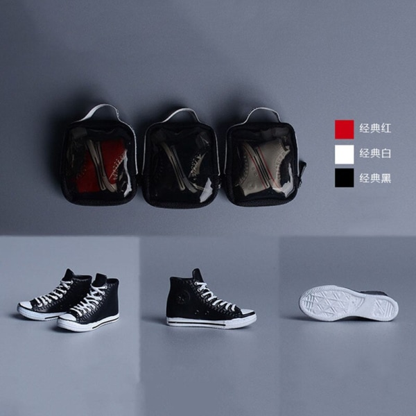 3 färger 1/12 Klassiska High Top Canvas Casual Sneakers med väska Sportkläder för män Tillbehör för 6'' Action Figure A