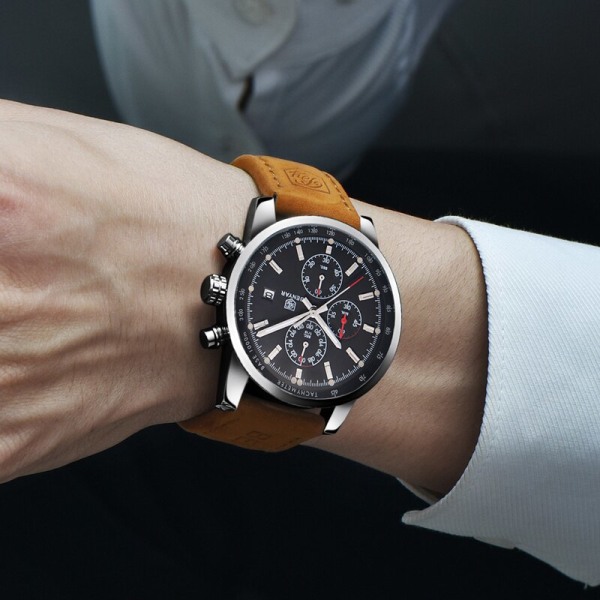 Mode Chronograph Sport Herrklockor Toppmärke Lyx Quartz Watch Reloj Hombre 2016 Klocka Man timme relogio Masculino L Black Black Grey