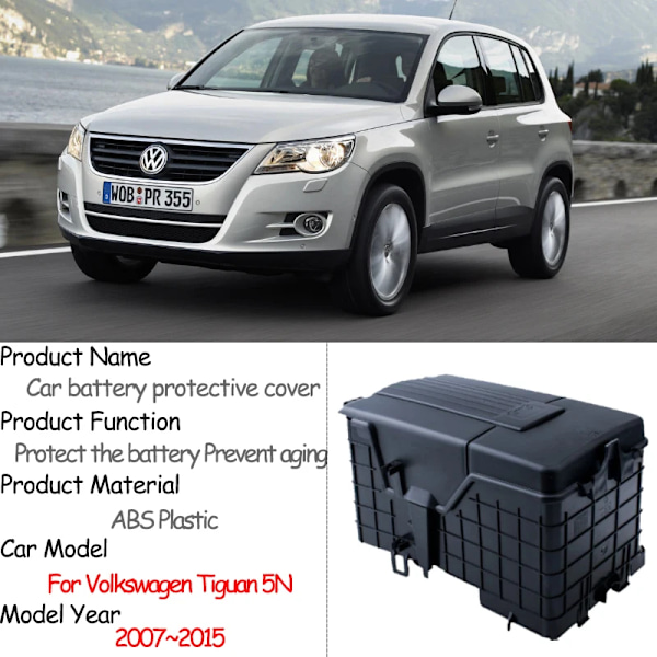 LBQ Batterihölje för Volkswagen VW Tiguan MK1 5N 2007~2015 2009 2012 Motorhållare Box Trim Delar Dammskyddande Tillbehör Front Cover