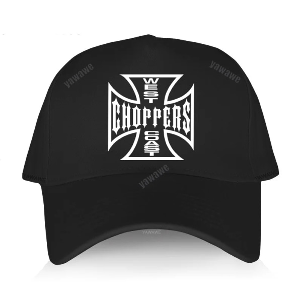 unisex justerbar hatt Cool Mens West Coast Chopper Skull Logo Bike Biker black