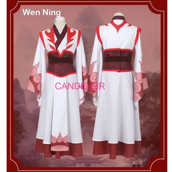 Anime wei wuxian kostym ung Mo Dao Zu Shi Cosplay lan zhan Lan Wangji Jiang Cheng Wen Ning jin ling Peruk Hanfu skor kanin Wen Ning Size 40 25cm