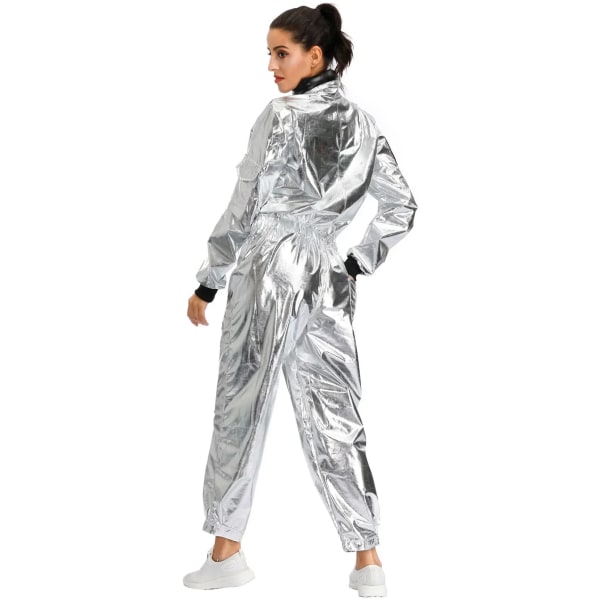 Halloween Vuxna Barn Astronautkostym Silver Spaceman Män Kvinnor Rymddräkt Halloween Familjefest Klä upp Födelsedagspresent child S