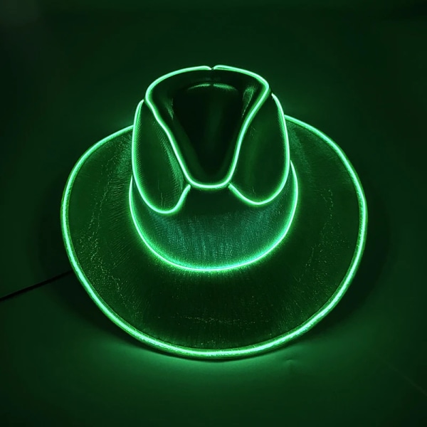 Halloween Jul EL Wire Light Up Paljett Jazz Hat Vuxen Neon LED Luminous Festival Fest Dress Up Cap för män och kvinnor lemon green