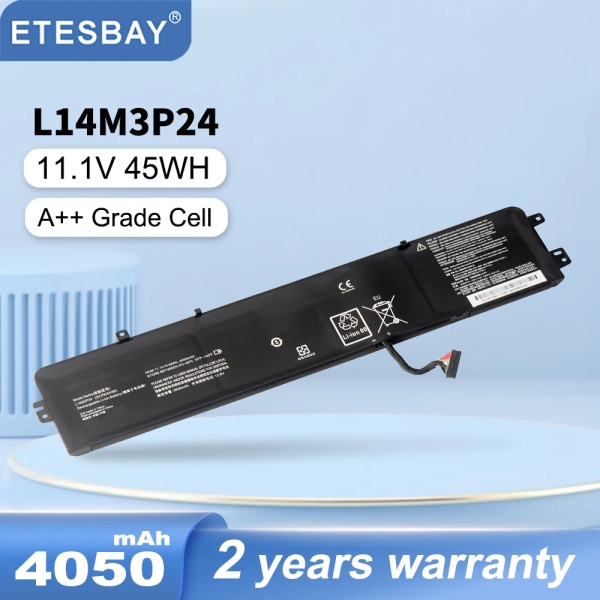 Laptopbatteri ETESBAY L14M3P24 För Lenovo IdeaPad Y700-14ISK 700-15ISK 700-17ISK Legion Y520-15IKBA L16S3P24 45WH/4050mAh