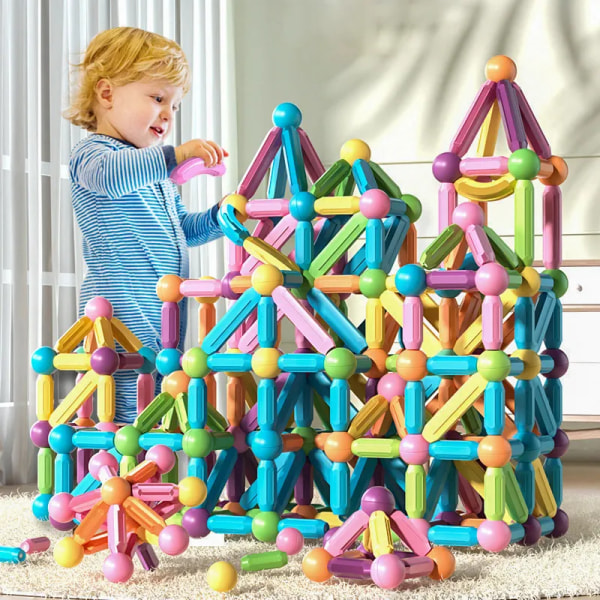 8/188 st Magnetiska set för barn Byggklossar Montessori Baby magnetpinnar Montering DIY pedagogiska leksaker Julpresent 10 pcs Long Sticks