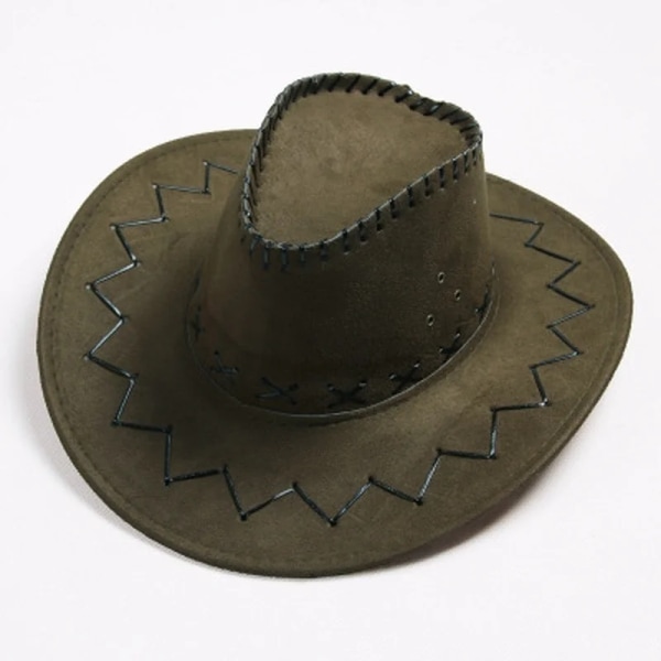 Western Cowboyhatt Manlig Solskydd Solskydd Stilig Jazzhatt Turistområde Strand Utomhus Dominerande Kvinnlig Ins armygreen