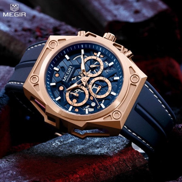 MEGIR Watch Mode Militärklockor Sportarmbandsur för män Watch Vattentät manlig klocka Reloj Hombre 4220 Blue